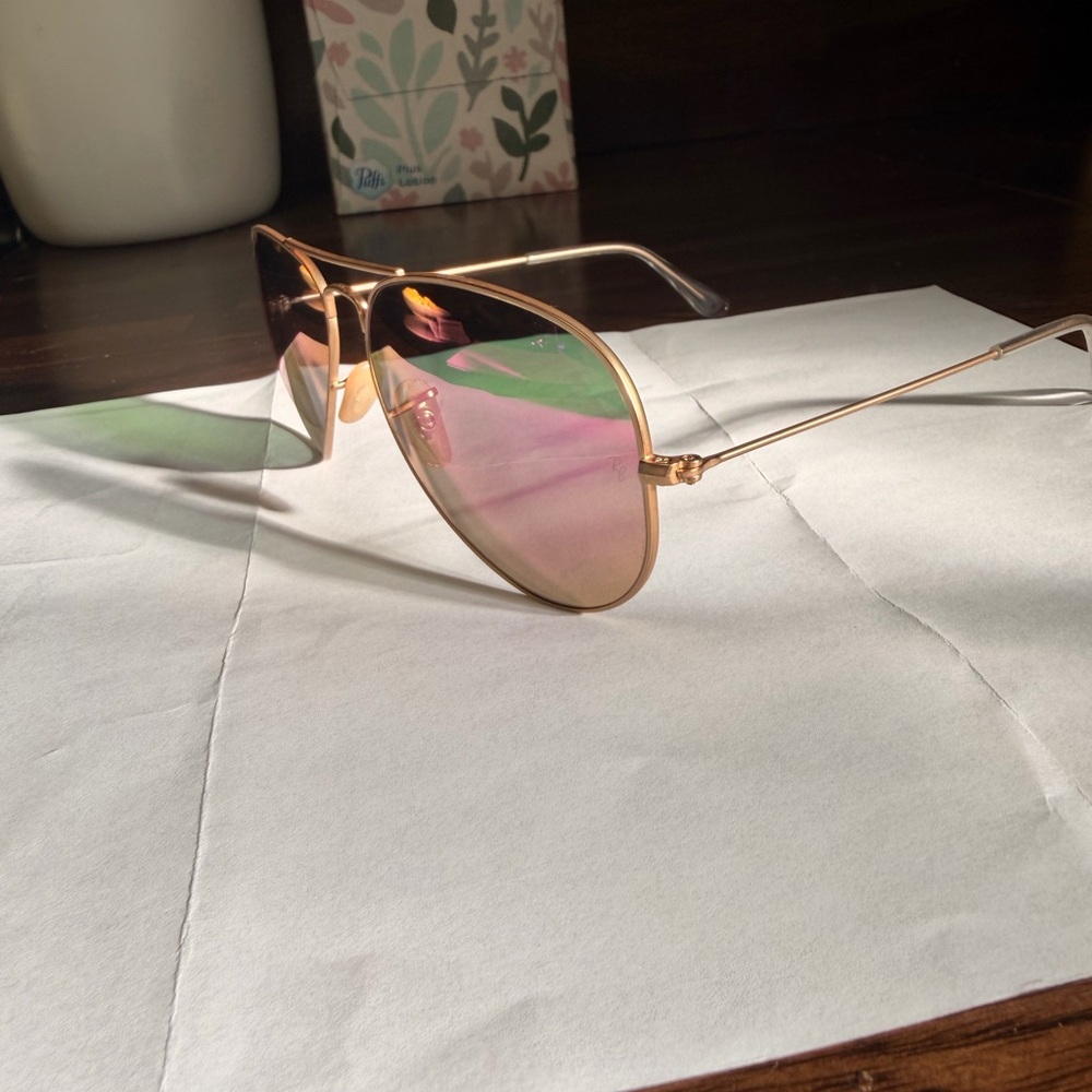 Ray-Ban Gold Frame with Purple Lenses Sunglasses - Picture 4 of 6